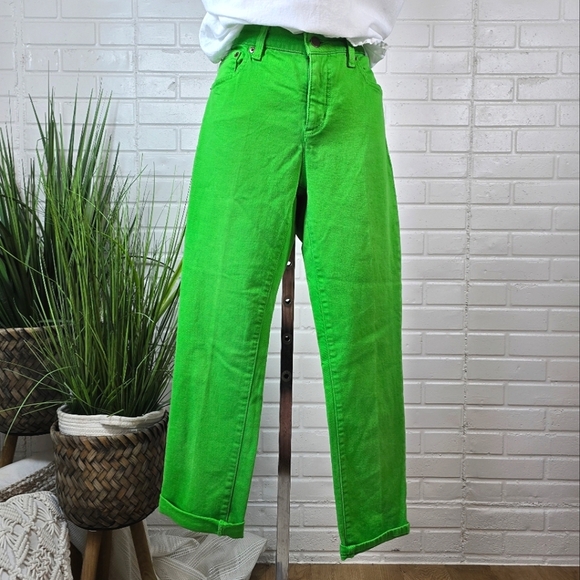 Lauren Ralph Lauren Kelly Green Classic Straight Cropped Jean Size 6 - Picture 1 of 13